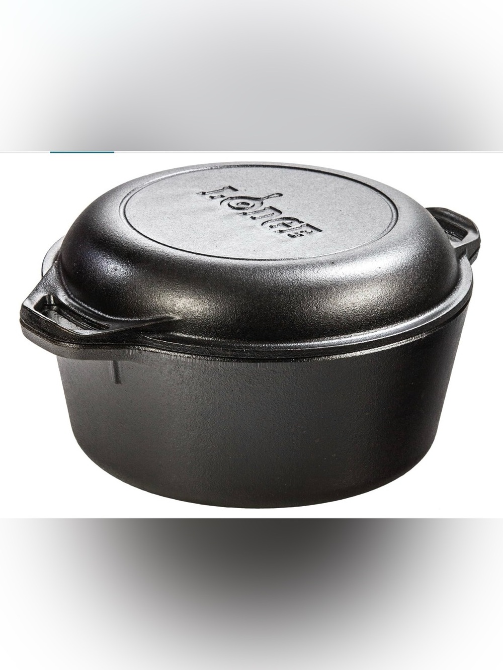 Lodge Cast Iron Double Dutch Oven, 2-in-1 Pot and Skillet Combo, 5 Quart
